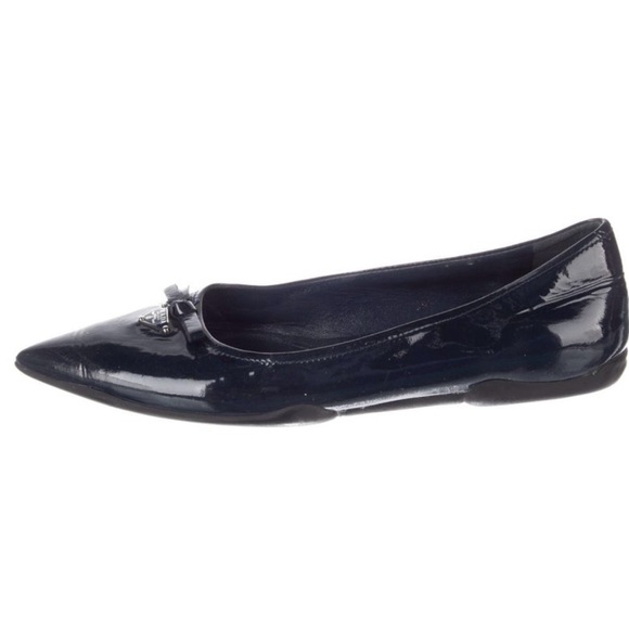 Prada Women's Navy Patent Leather ballet slippers - Picture 3 of 13
